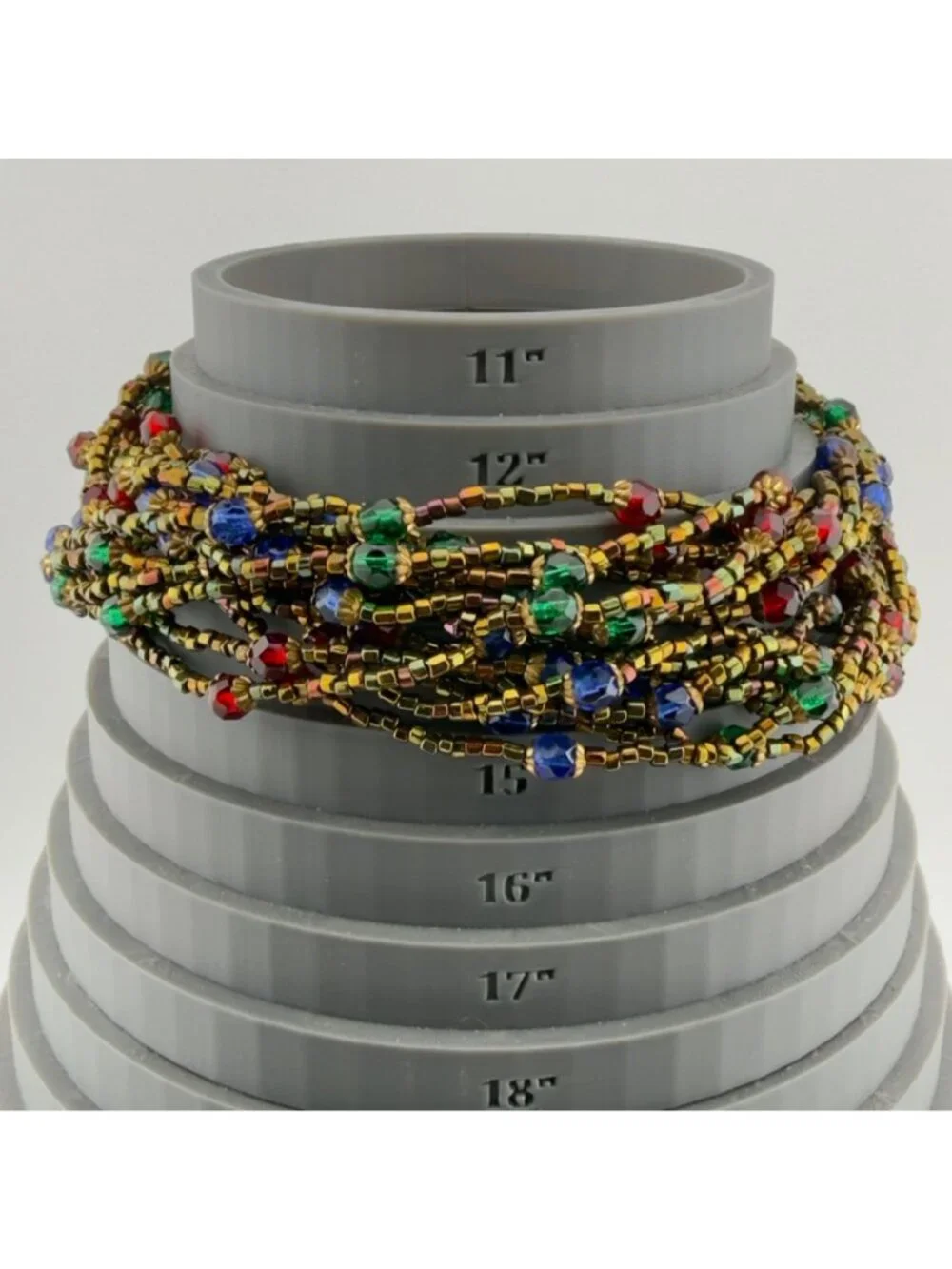 Multicolor Glass Beaded Layered Long Necklace Faceted Metallic 28
